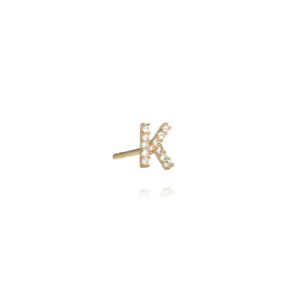 18ct Gold Diamond Initial K Single Stud Earring | Annoushka jewelley